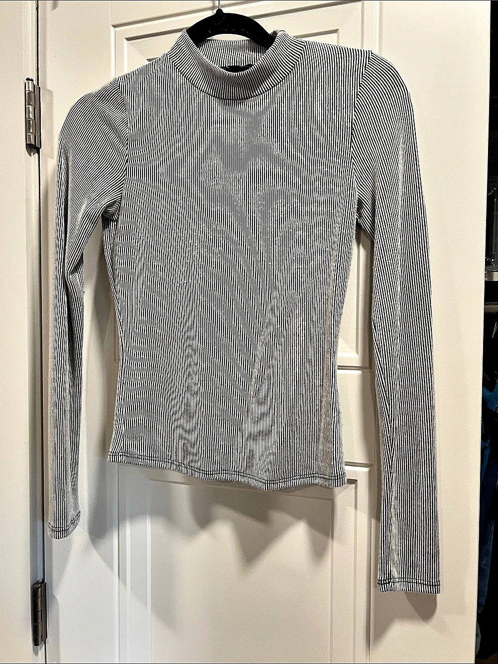 Lulus Extra Cool Black and White Striped Long Sleeve Mock Neck Top Striped Mock